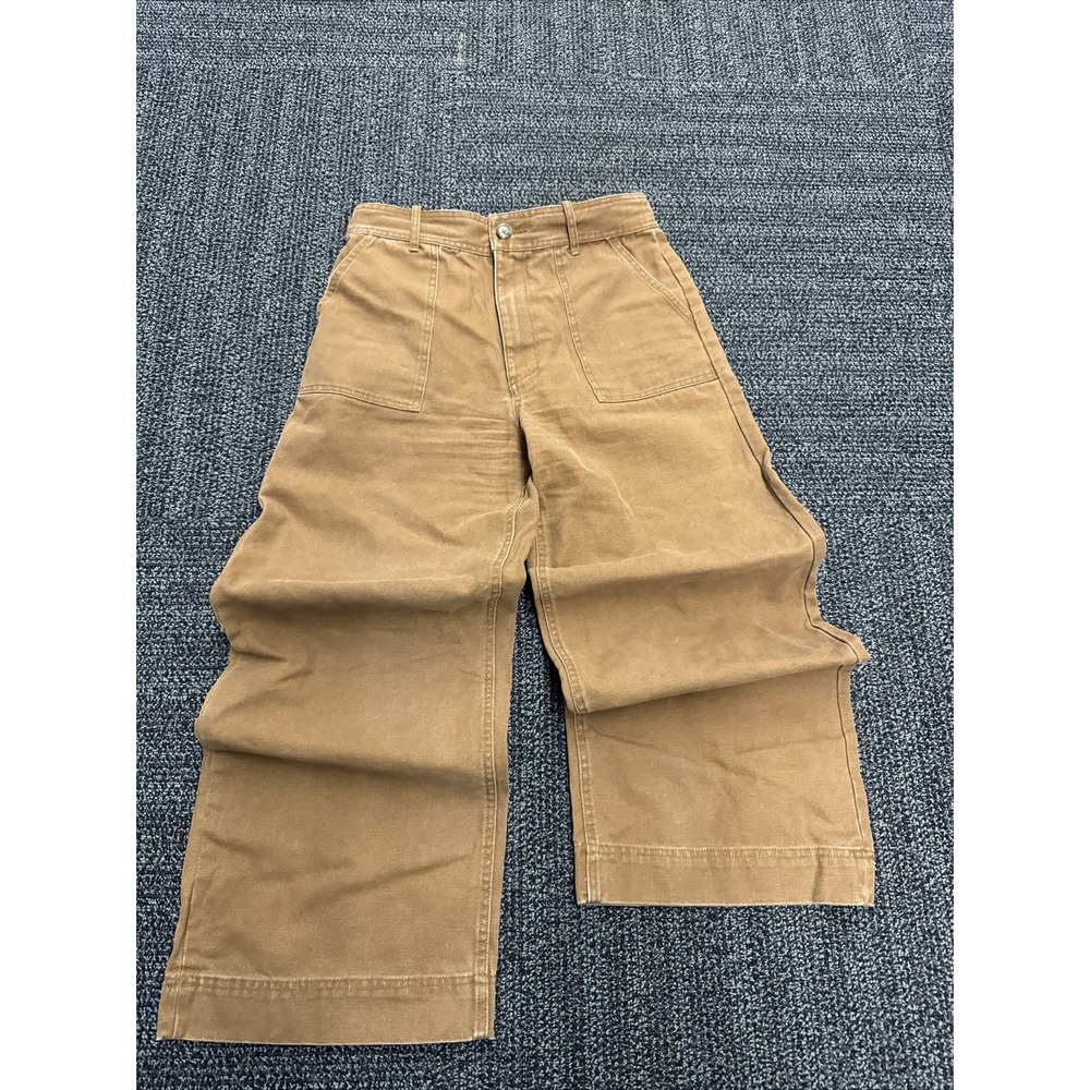FRYE Nadia Pants Womens 26 Nutmeg Wide Leg Full Length Canvas High Waist